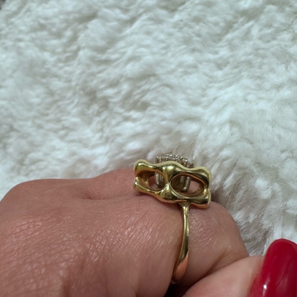 Gold Diamond Floral Ring 18k - Picture 5 of 8